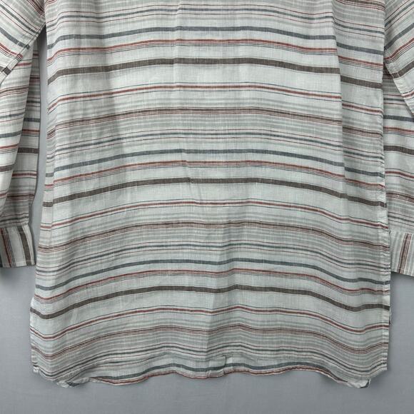 Garnet Hill Easy Linen Tunic Striped Button Up Top Long Sleeve Women's Size S - Picture 8 of 9